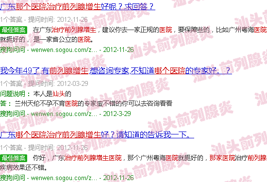 汕头治前列腺增生那个医院好