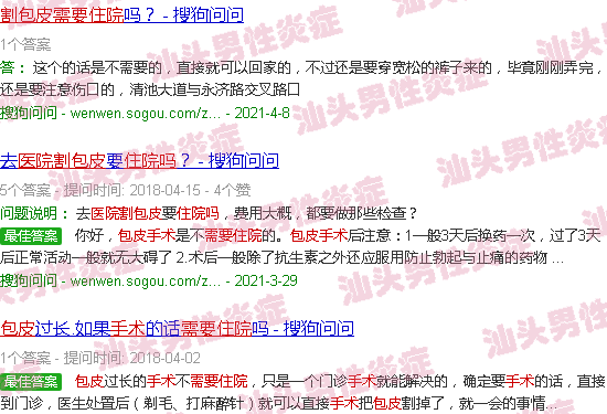 到汕头市附属一医院割包皮手术用住院吗