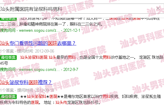 汕头附属医院有泌尿科吗男科