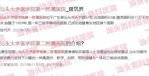 汕头附一,附二有男科医院吗